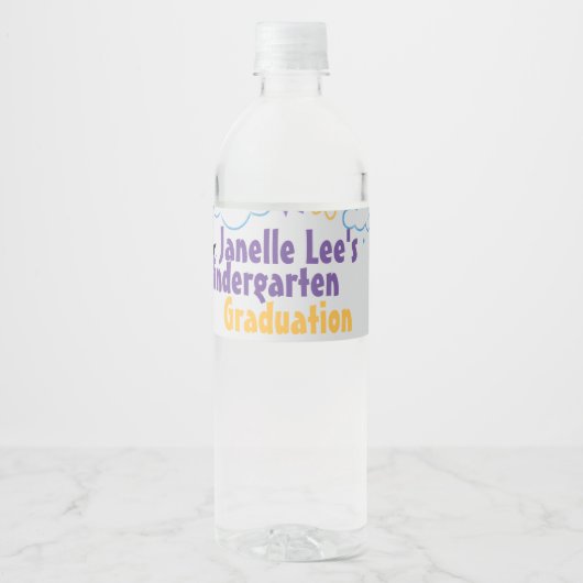 Doodle Kindergarten Afstudeerfeest Waterfles Etiket (Voorkant)