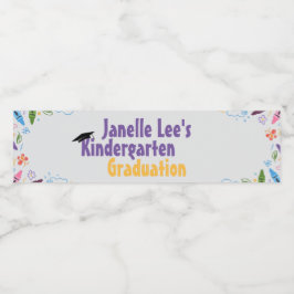 Doodle Kindergarten Afstudeerfeest Waterfles Etiket