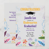 Doodle Kindergarten Uitnodiging voor afstudeerfees (Voorkant / Achterkant)
