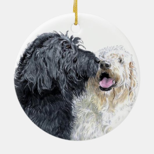 Doodle Kisses Keramisch Ornament (Achterkant)