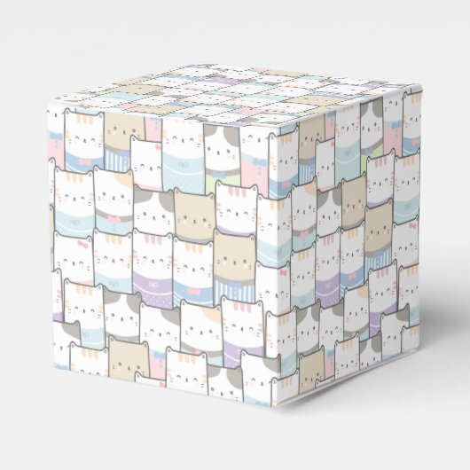 Doodle Kitten Faces Pattern Bedankdoosjes (Voorkant Zijde)