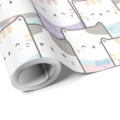 Doodle Kitten Faces Pattern Cadeaupapier (Rol Hoek)