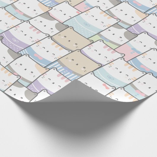Doodle Kitten Faces Pattern Cadeaupapier (Hoek)