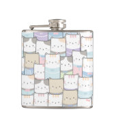 Doodle Kitten Faces Pattern Heupfles (Voorkant)