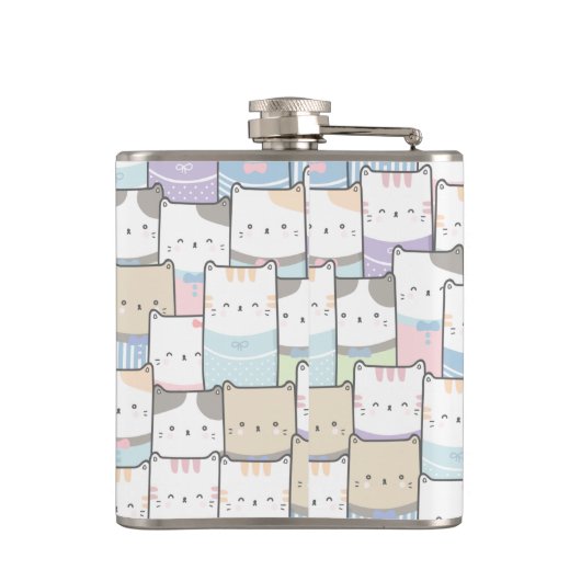 Doodle Kitten Faces Pattern Heupfles (Achterkant)