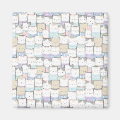 Doodle Kitten Faces Pattern Magneet (Voorkant)