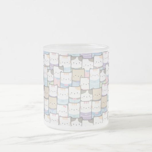 Doodle Kitten Faces Pattern Matglas Koffiemok (Center)