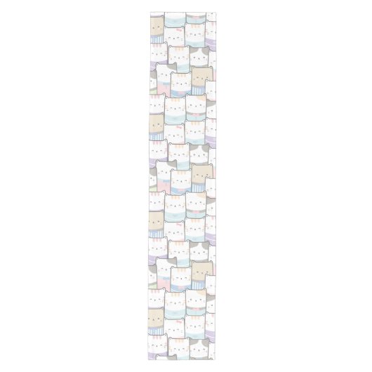 Doodle Kitten Faces Pattern Medium Tafelloper (Voorkant)