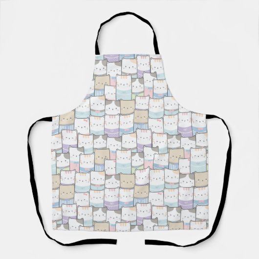 Doodle Kitten Faces Pattern Schort (Voorkant)