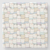 Doodle Kitten Faces Pattern Stenen Onderzetter (Voorkant)