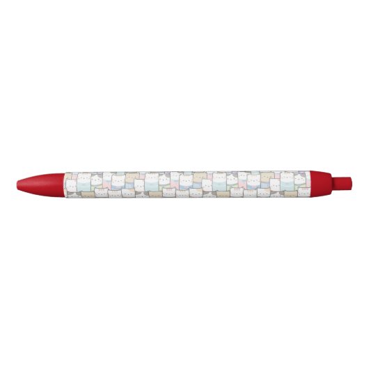 Doodle Kitten Faces Pattern Zwarte Inkt Pen (Voorkant)