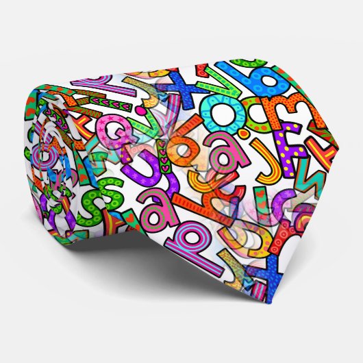 Doodle Kleine Letters Patroon Stropdas (Opgerold)