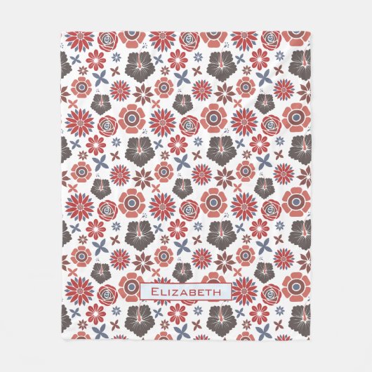 Doodle kleurful floral Patroon gepersonaliseerde n Fleece Deken (Voorkant)