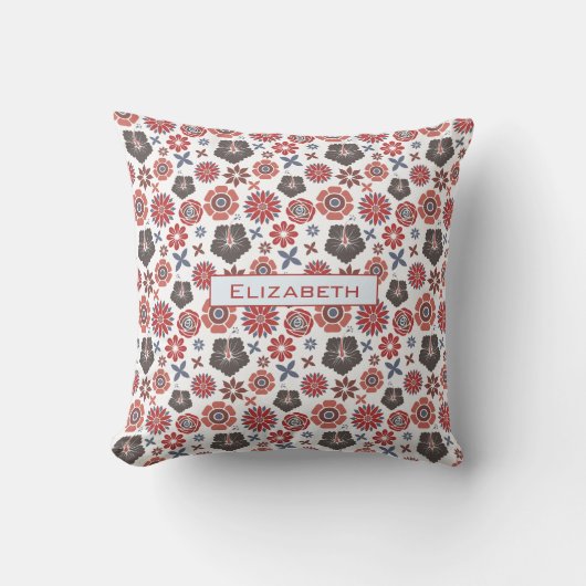 Doodle kleurful floral Patroon gepersonaliseerde n Kussen (Voorkant)