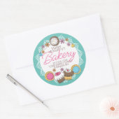 Doodle koekjes cupcakes bakkerij gepersonaliseerd ronde sticker (Envelop)
