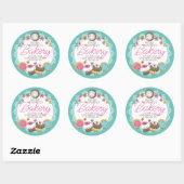 Doodle koekjes cupcakes bakkerij gepersonaliseerd ronde sticker (Vel)