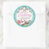 Doodle koekjes cupcakes bakkerij gepersonaliseerd ronde sticker (Tas)