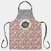 Doodle Kooktijd Garde Pastel Sticker Schort (Voorkant)