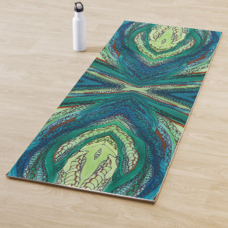 Doodle-kunst blauw en groen yogamat