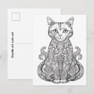 Doodle kunst cute kat briefkaart
