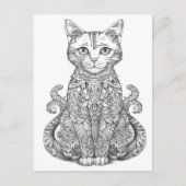 Doodle kunst cute kat briefkaart (Voorkant)