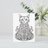 Doodle kunst cute kat briefkaart (Staand voorkant)