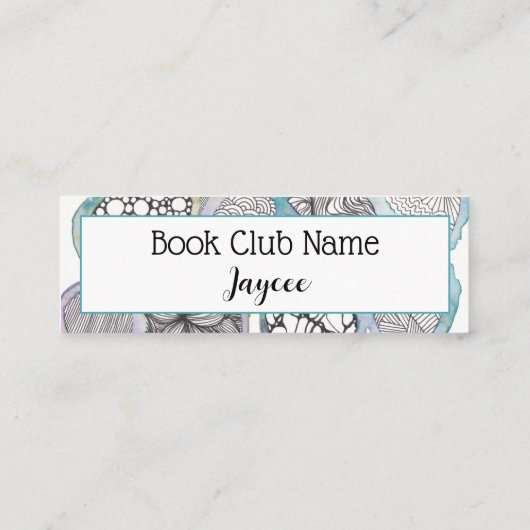 Doodle-kunst en aquarel, leesclub  contactkaartje (Achterkant)