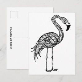 Doodle kunst Flamingo Briefkaart