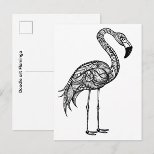 Doodle kunst Flamingo Briefkaart