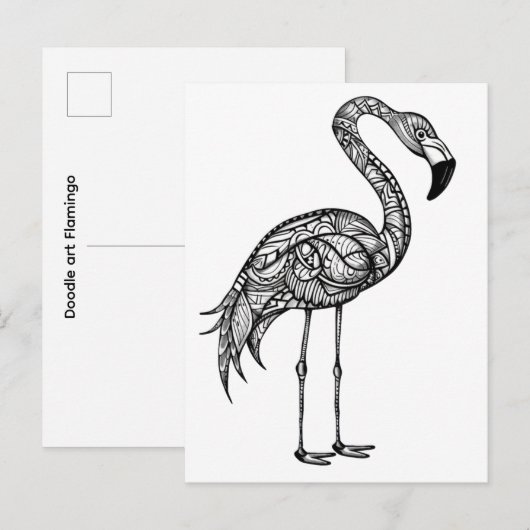 Doodle kunst Flamingo Briefkaart (Voorkant / Achterkant)