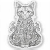 Doodle kunst schattige kat sticker (Voorkant)