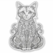 Doodle kunst schattige kat sticker (Voorkant)