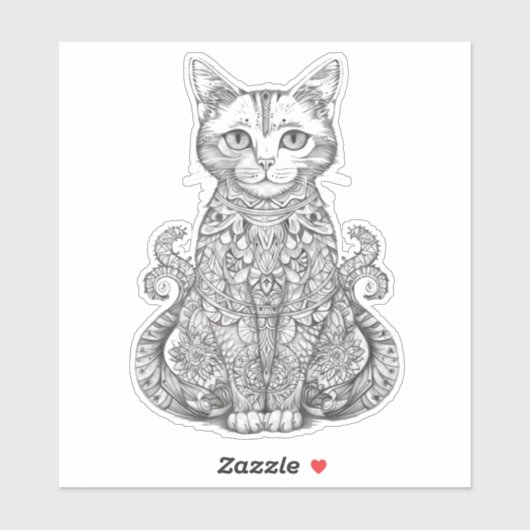 Doodle kunst schattige kat sticker (Vel)