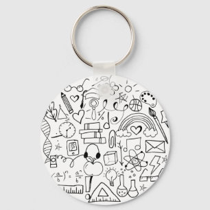 Doodle-kunst Zwart en Wit Rugzak Charme Sleutelhanger