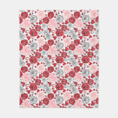 Doodle Kunststijl Rode Roze Rozen Harten Valentijn Fleece Deken (Voorkant)