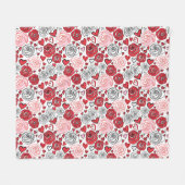 Doodle Kunststijl Rode Roze Rozen Harten Valentijn Fleece Deken (Voorkant (Horizontaal))