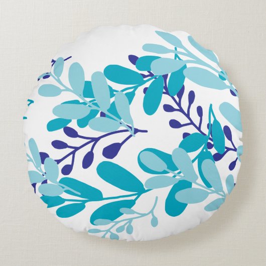 Doodle laat blauwe 36 rond kussen (Voorkant)