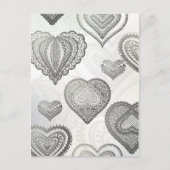 Doodle & Lace grey hearts Briefkaart (Voorkant)