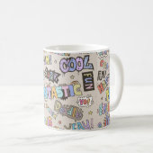 Doodle Lettering Words Cool Fun hand getekend Koffiemok (Voorkant rechts)