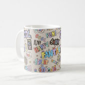 Doodle Lettering Words Cool Fun hand getekend Koffiemok (Voorkant links)