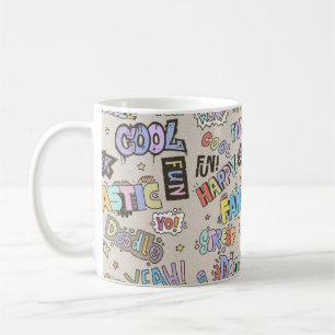Doodle Lettering Words Cool Fun hand getekend Koffiemok