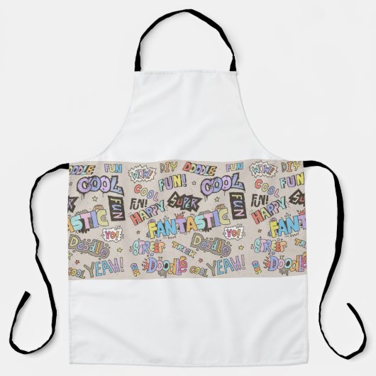 Doodle Lettering Words Cool Fun hand getekend Schort (Voorkant)