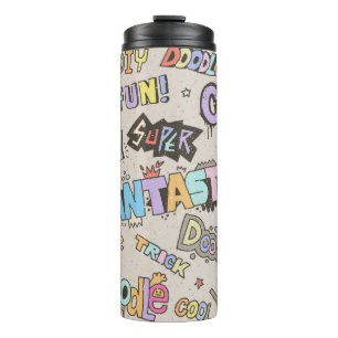 Doodle Lettering Words Cool Fun hand getekend Thermosbeker