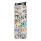 Doodle Lettering Words Cool Fun  hand getekend Thermosbeker (Gedraaid links)