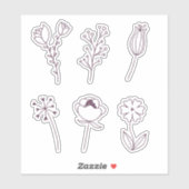 Doodle Lijn Bloemen Sticker (Vel)