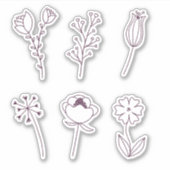 Doodle Lijn Bloemen Sticker (Voorkant)