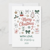 Doodle Lijnkunst Kerstmis Feestdagenkaart (Voorkant)