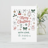 Doodle Lijnkunst Kerstmis Feestdagenkaart (Staand voorkant)
