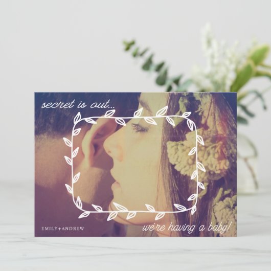 Doodle lijst zwangerschaps- aankondigingskaart (Staand voorkant)