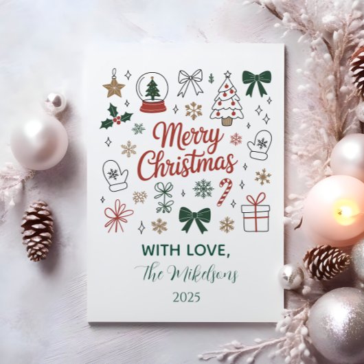 Doodle Line Art Christmas Feestdagenkaart